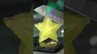 Satisfying Crystal Starfruit Cutting in Slow Motion | ASMR Glass Slice #satisfying #fruitcutting