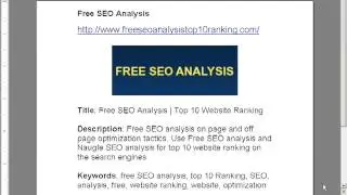 Free SEO Analysis and Top 10 Website Ranking Tutorial with Formula
