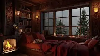 Night Rain on Window & Fireplace Sounds 🔥🌧️ (No Music - 2 Hours)
