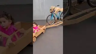 Carro de papel&atilde;o com carretinha reboque #shorts