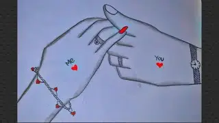 How to draw a couple hand sketch..love couple hand sketch step by step ❤️..