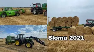 #492- Prasowanie i zwożenie słomy! Mała awaria Merlo!- 2x Valtra: 2x John Deere/ Merlo
