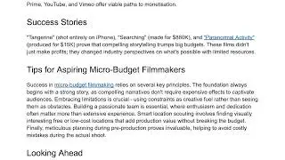 The Rise of Micro Budget Filmmaking - How Technology is Democratising Cinema | Mark Murphy Director