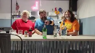 Tasting gin and making a holiday party cocktail.