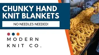 Make your own chunky hand knit blanket in an hour! No knitting needles needed!