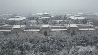 Sakura Castle at Wuhan University Covered With Snow | 2024 snowfall