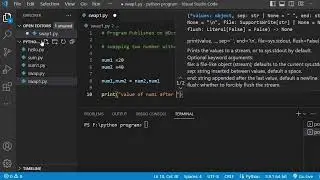 Python program  swapping two number without  using  3rd variable