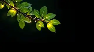 Glowing leaves black screen background | Green leaves with fairy lights black screen overlay