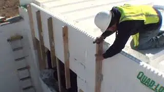 Installing vertical slab edge braces with Quad-Deck slab ties and brackets assembled