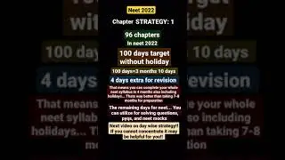 NEET 2022 CHAPTER STRATEGY:1 #neet2022 #importantforneet #letscrackit study hard focus well you can!
