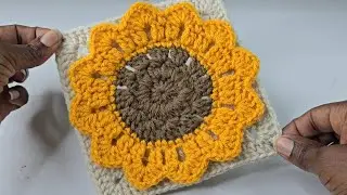 🌻🧶Crochet Sunflower Granny Square Pattern | How to Crochet Tutorial