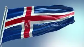4k render Iceland Flag video waving in wind Iceland Flag Wave Loop waving in wind Iceland Flag