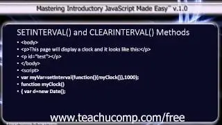 JavaScript Training Tutorial SETINTERVAL() and CLEARINTERVAL() Methods