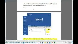 Pin a Document in Microsoft Excel, Microsoft Word, Microsoft PowerPoint