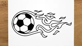 How to draw a Soccer Ball ON FIRE step by step, EASY