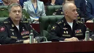 Shoigu, Russian Minister of Defence, chairs a meeting at National Defence Management Centre