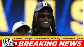 CeeDee Lamb gets tackled by official during Cowboys Rams game