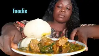 Uziza soup with, semolina fufu  Nigeria food Mukbang, Asmr 