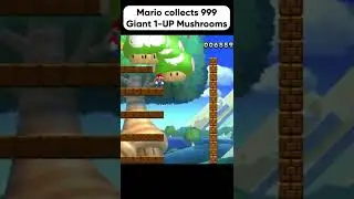Mario collects 999 Giant 1-UP Mushrooms in New Super Mario Bros. U #shorts