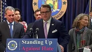 NYC Attorney General, NYC Officials. News Conference on Surge in Bias Attacks. Nov. 17. 2016