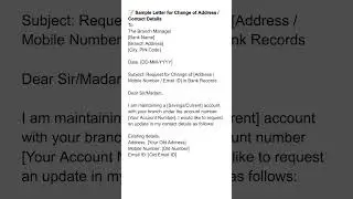 Letter for Change of Address / Contact Details #BankRelatedLetters #banking #english
