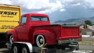 Old vintage Ford Trucks on Trailers, Penske rentals