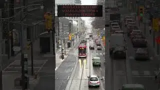 Downtown Toronto Winter Scenes. Ice Skating + People Walking + Streetcar in Snow Flurries. #snowfall