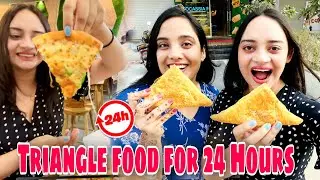 Eating Only TRIANGLE FOOD for 24 Hours!! | Food Challenge | Mishra Twins