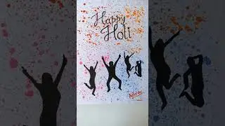 Holi Drawing with watercolor || Holi Special 2022 #shorts #holi