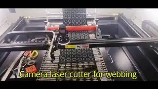 Webbing ribbon woven label tape CCD camera laser cutting machine with 150w tube. 
