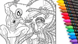 Раскраски Spider-Man Fight Doc Oc - Весёлые раскраски Marvel Spider X Doc Octopus
