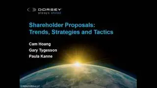 Webinar Playback: Shareholder Proposals: Strategies and Tactics