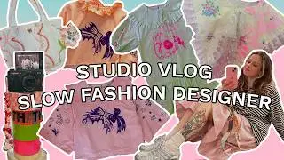 ☆ STUDIO VLOG ☆ UPCYCLING FASHION DESIGNER ( Launching my new collection + making a bag ) ✮✂️🧸🎀♻️