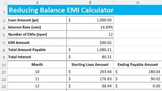 How to Create a Reducing Balance EMI Calculator in Excel | Free Template