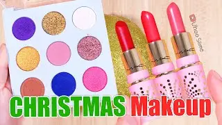 Slime Coloring with Makeup! Mixing CHRISTMAS Lipstick into Slime! Satisfying Slime Video #9