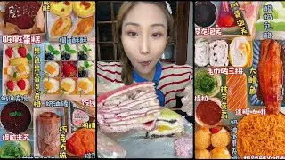 asmr mukbangasmr/kwai dessert mukbang,/mochi eating,creperoll cake chocolate #asmr