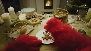 Angry bird red making a house candy in cristmas XD