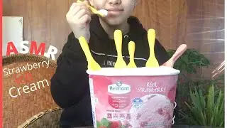 ASMR Strawberry Ice Cream (Soft Eating Sounds) - Luna's ASMR