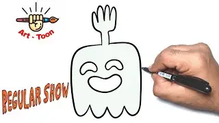 how to draw high five ghost from regular show step by step