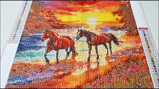 Diamond Art Sunset Horse Beach Design (Day 1)
