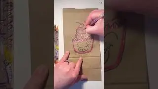 Coloring funny cup cake on a lunch bag #cupcake #lunchbag #coloring