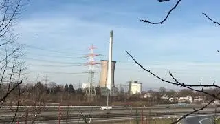 Sprengung Knepper Kraftwerk (17.02.2019) Schornstein und K&uuml;hlturm