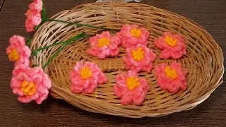 How to crochet Peach blossom flowers 