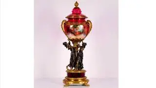 18th Century French Style Red Crystal and Copper Statue Lidded Vase 46x46x124cm GV.PG166