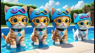 Six Silly Kittens Jumping in the Pool | Playful Kitten Splash Song for | Fun Water Rhyme for Kids