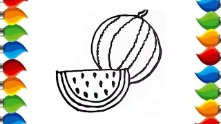 How to draw Watermelon Easy Drawing 🍉 Cute Watermelon Drawing,Painting & Coloring and Toddlers_ Kids