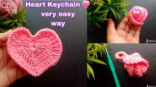 Crochet Heart keychain Applique/How to crochet classic Hearts💗Beginners pattern and tutorial