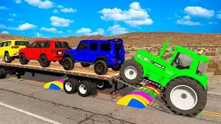 Flatbed Truck Mcqueen | Transportation with Truck - Pothole vs Car #25 - BeamNG.Drive