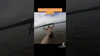 Really fat guy fights with lightsaber