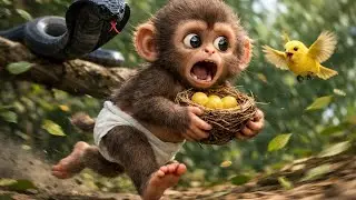 Cute Baby Monkey & Yellow Bird Adventure | Heartwarming 3D Story 🐒🐦 